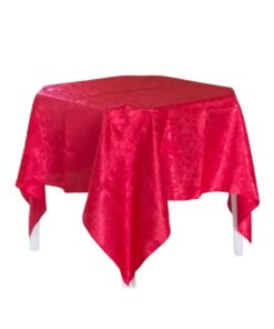 Aluguel de Toalha Quadrada Vermelha  – Cetim Adamascada 1,40m x 1,40m (Mesa 4 Lugares)